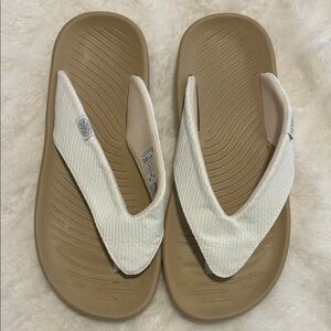 Hey Dude White and Tan Sandals